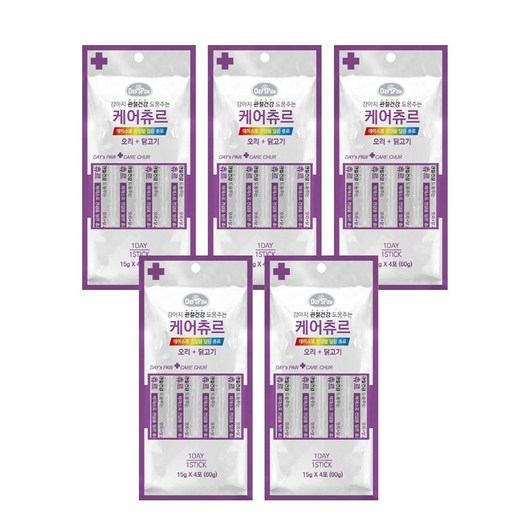 데이스포 관절 건강을담은 강아지 츄르 15g x 4p, 오리 + 닭고기 혼합맛, 5개