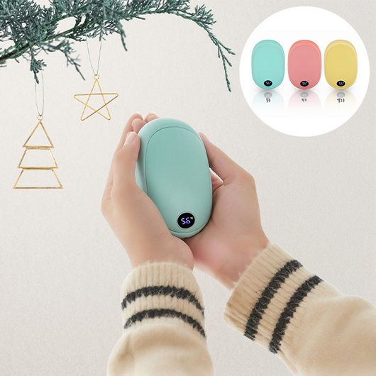 잇츠트렌디 양면발열 충전식 핫팩 마카롱 손난로 10000mAh 대용량 보조배터리 파우치포함 5초쾌속발열 3단 온도조절, 옐로우1개