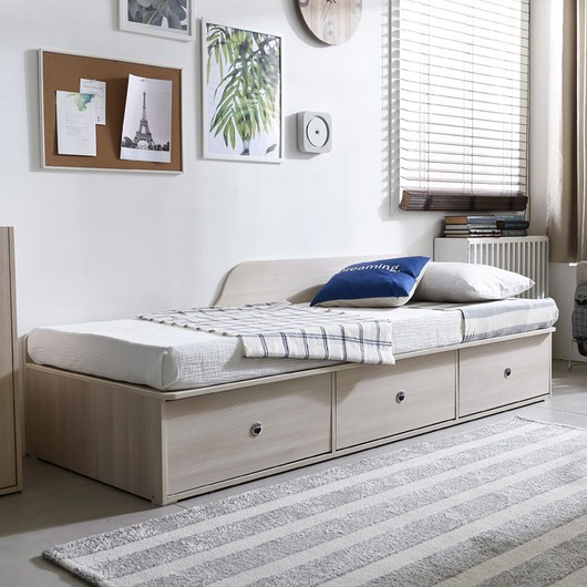 장인가구 피콜로 빅서랍 데이베드 침대_세미싱글 프레임, 워시
