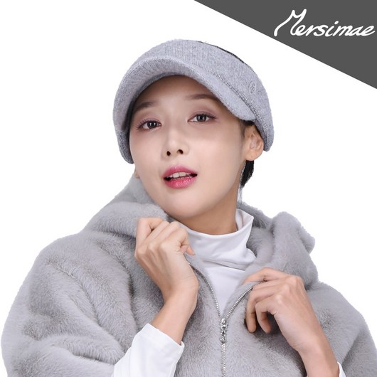 머시매 캐시미어니트 밴드형 바이저 여성골프모자 겨울 니트바이저, 1개, 그레이