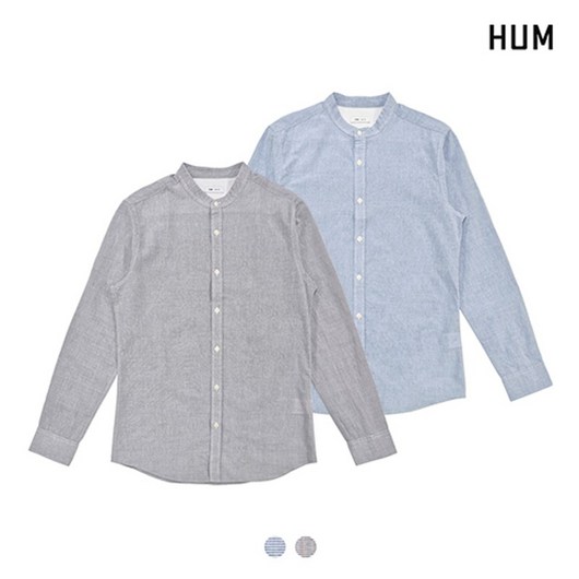 HUM 남 헨리넥 요꼬 스트라이프 셔츠 FHNECSL116M