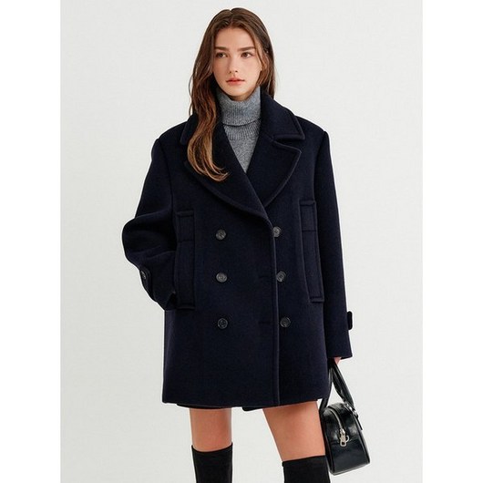 룩캐스트 니야 울 하프 피코트_네이비 / NIYA WOOL HALF PEACOAT_NAVY689441