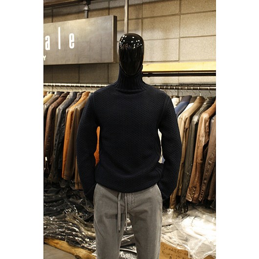 빠니깔레 이태리직수입 허니콤패턴 울블랜드 네이비터틀넥니트스웨터 f-snit56na, 95(S), 단품