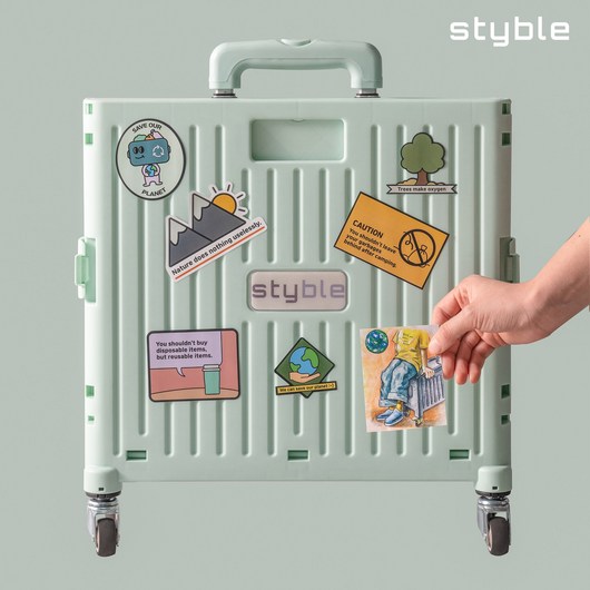 접이식카트 일상을 스타이블하게 4바퀴 쇼핑 폴딩 카트 손수레 시장 장바구니 캐리어 65L, 오리지널_민트, 1개