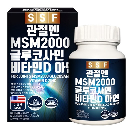 순수식품 관절 MSM 2000 글루코사민 비타민D 엠에스엠, 60정, 1개