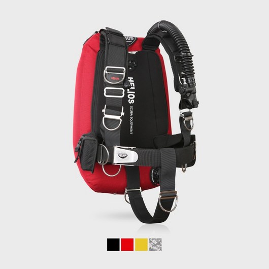 헬리오스 스텔라 플러스 BCD 시스템 해양 부력조절기, 옐로우, 하드코트 알루미늄, A1퀵풀하네스(코브라버클)