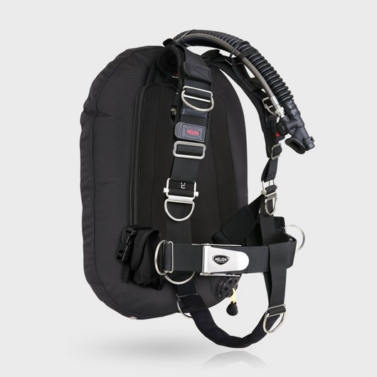 헬리오스 BCD 큐리오 A1 나일론_BCD 시스템_블랙 부력조절 스킨스쿠버 백마운트, 하드코트 알루미늄, A1퀵풀하네스(코브라버클), 38 lbs