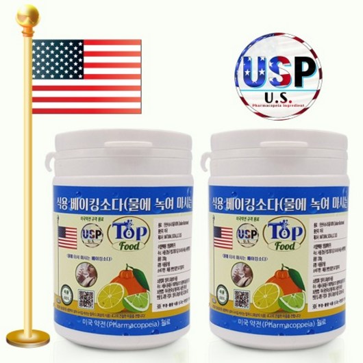 탑푸드(최상의식품) 식용 베이킹소다 200g 미국약전 원료 (USP) 특허청 상표 등록, 2개