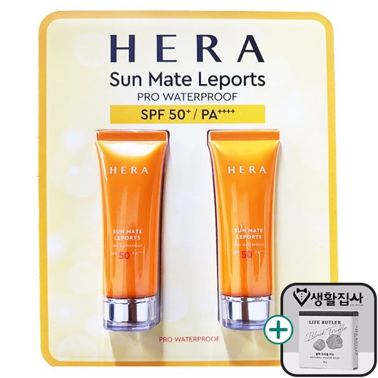 [코스트코 기초피부건강콜라보] 헤라 선메이트 레포츠 프로 워터프루프 SPF50+ 70gx2개+생활집사 라이프버틀러 블랙트러플솝30g/야외활동을 여유있게 해주는 레포츠용, 1세트