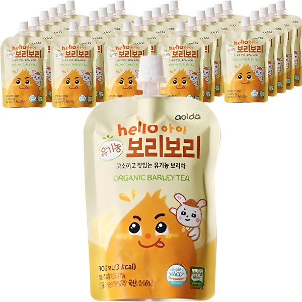 아올다 hello 아이 보리보리 보리차, 100ml, 40개