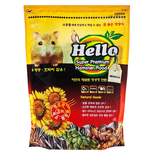 아쿠아플러스 Hello 프리미엄 해바라기씨 햄스터 사료, 800g, 1개
