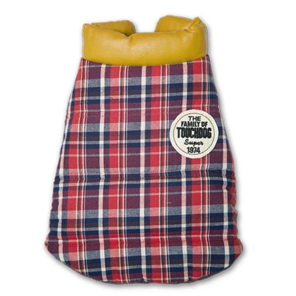 터치펫 TD14W020C 양면체크베스트, 옐로우, M, 1개