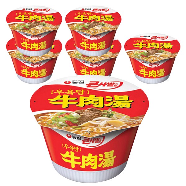 농심 우육탕 큰사발면 115g, 6개