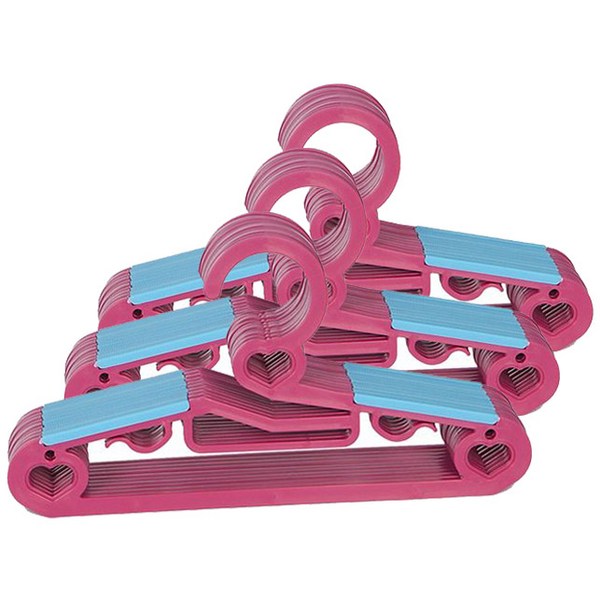 하트 논슬립 어린이용 옷걸이, 핑크, 30개