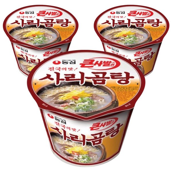 농심 사리곰탕면 컵라면 큰사발 111g, 3개