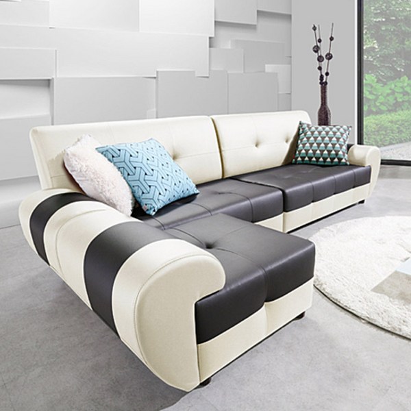 서광퍼니처 레니 라텍스 4인용 카우치형 스툴세트 소파, 투톤