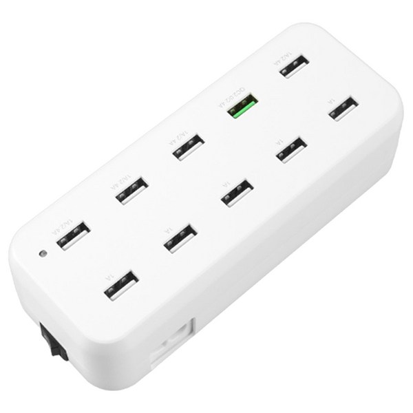 컴스 10포트 USB전원 유선멀티충전기 White