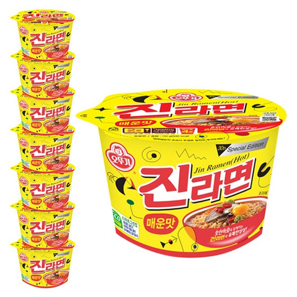 오뚜기 진라면 매운맛 용기 110 g, 8개