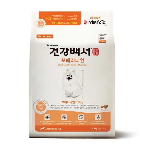 건강백서 강아지 기능성 사료, 연어, 3.9kg, 1개