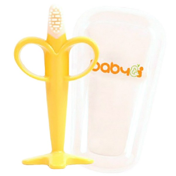 베이비앤아이 바나나 실리콘 치발기, 치발기+케이스, 옐로우, 1세트