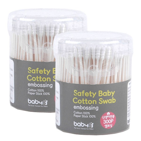 베이비앤아이 엠보싱 신생아 면봉, 300개입, 2개