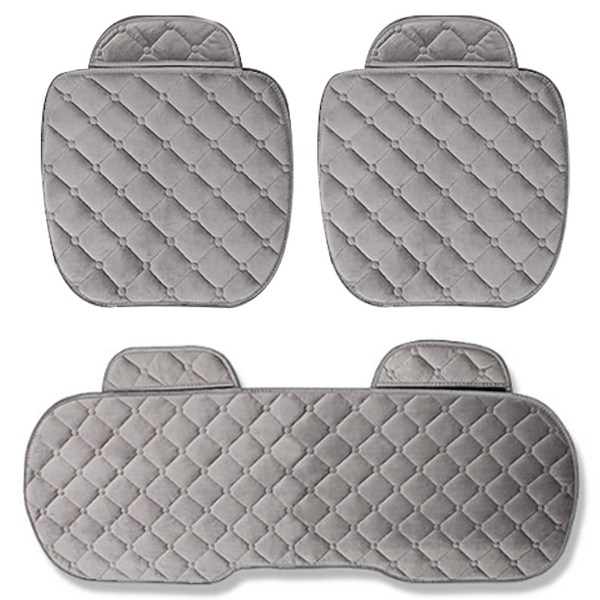지엠지모터스 극세사 퀼팅 겨울 자동차 방석 3P세트, 그레이 큐브, 1세트
