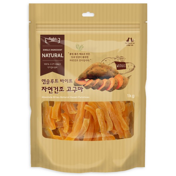 앱솔루트바이트 반려동물 자연건조 간식, 고구마, 1kg, 1개