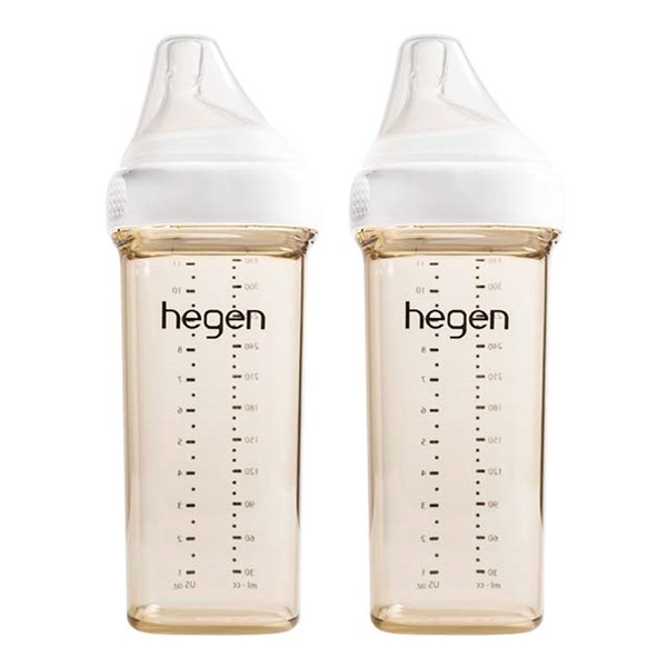 헤겐 대용량 젖병 트윈팩 + 꼭지, 화이트, 330ml, 2개