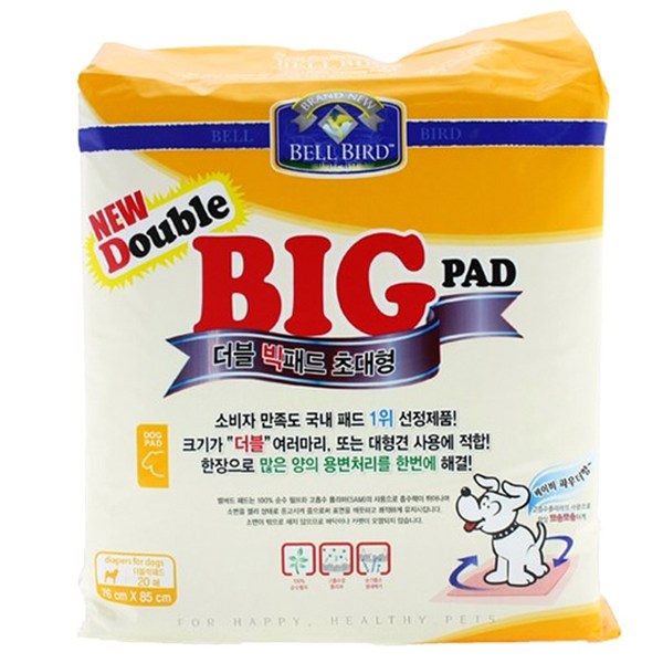 벨버드 더블 빅 배변패드 초대형 베이비파우더향, 76cm x 85c..., 20개입, 1개