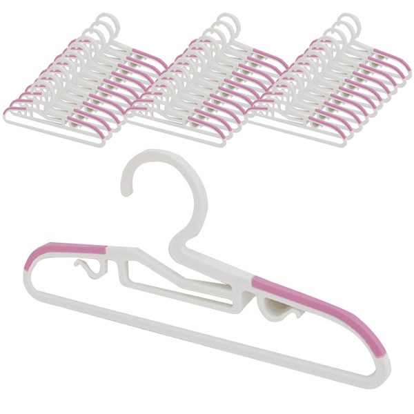 리빙해피 유아 논슬립 옷걸이 아동옷걸이, 화이트핑크, 50개