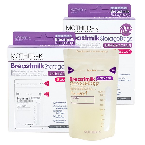 마더케이 일회용 이지컷 변온모유저장팩 180ml, 30개입, 2개