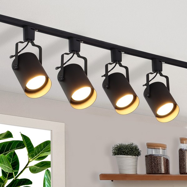  플랜룩스 원통 등기구 + 레일 2m + 파30 LED 전구 15W 확산형 4p 세트, 원통 등기구(블랙), 조명(주광색) 