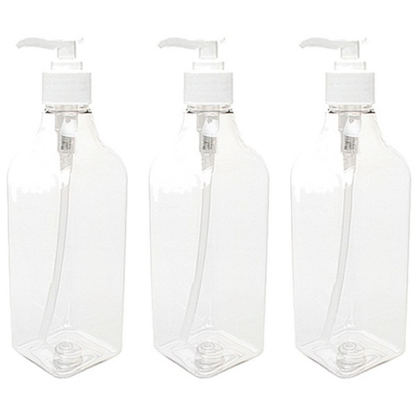  병도매닷컴 DNS500 디스펜서 500ml 3개, 용기(사각투명), 캡(흰색) 