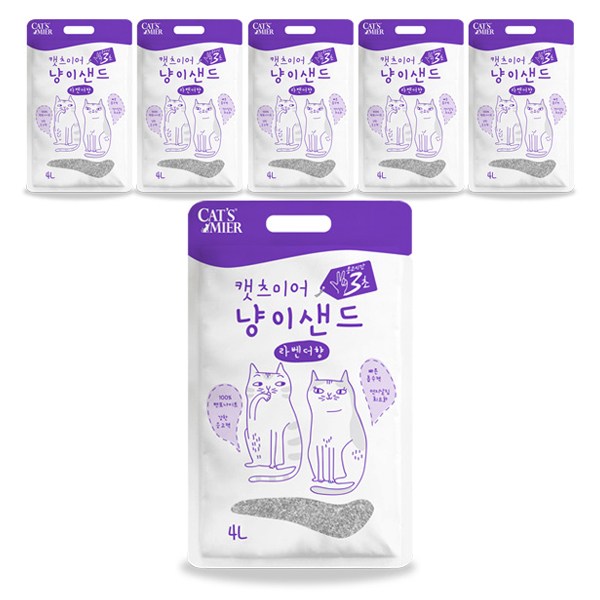 캣츠미어 냥이샌드 벤토나이트모래, 4L, 라벤더향, 6개
