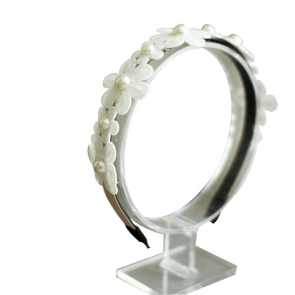 작은아씨들 여아용 진주 플라워 레이스 코지 헤어밴드