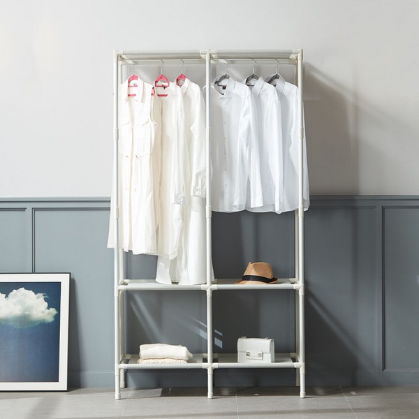 엠에프매직하우스 무볼트 드레스룸 더블 행거 + 고무망치, 라이트그레이