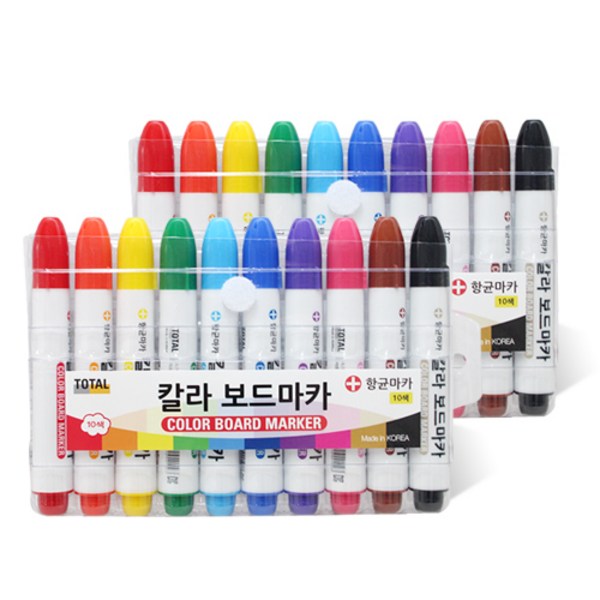 토탈하얀칠판 칼라 유성 향균보드마카, 빨강,주황,분홍,노..., 2개