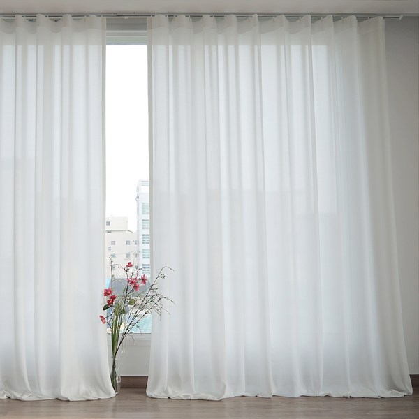 두툼 쉬폰 일자형 복층커튼 2p