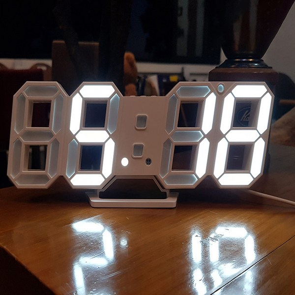 잇츠온 3D 디지털 LED 탁상시계, 화이트