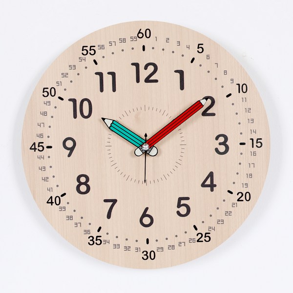 하루아홈 다이얼넘버 교육용 어린이 아이 시계공부 무소음 벽시계 LW2002 + AA건전지, 혼합색상