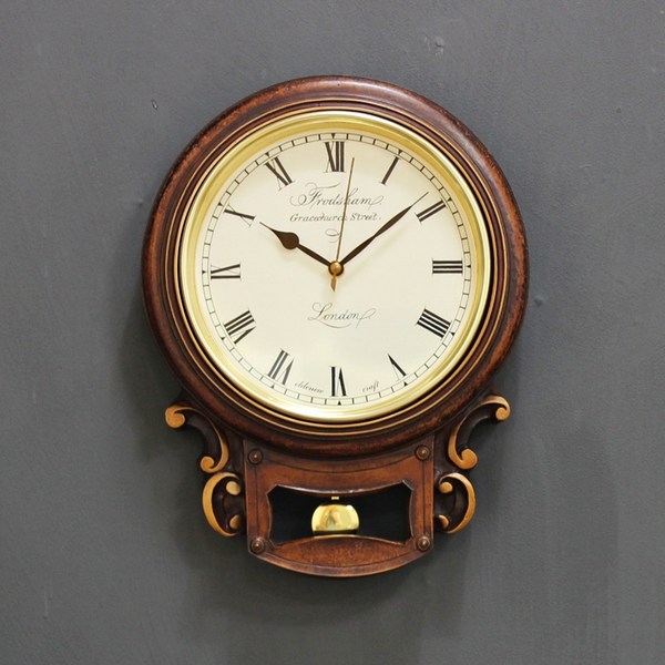  저소음 레트로 원형벽시계수지 krod019 + 건전지, 혼합색상 