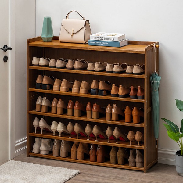 트리 원목 6단 와이드 신발장 102 x 28 x 101 cm, 혼합색상