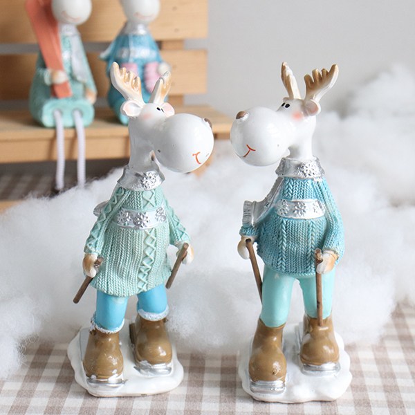 모리앤 스키 타는 루돌프 소품인형 2종 세트, 혼합색상