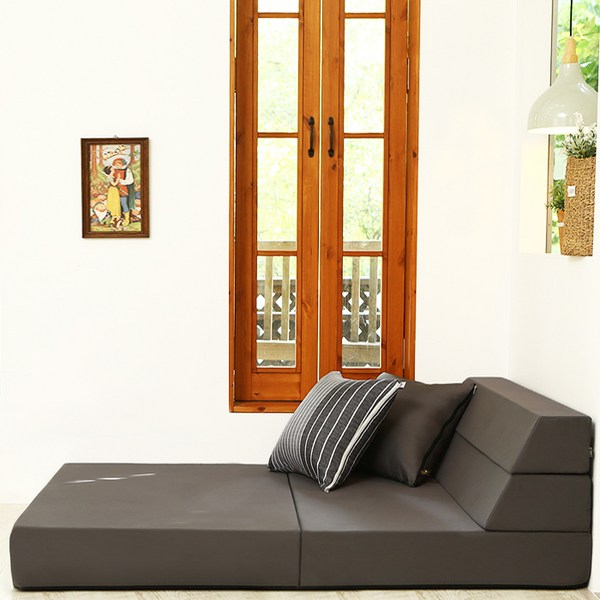  나가다 4단 접이식 소파베드 + 폼 싱글세트, 차콜 