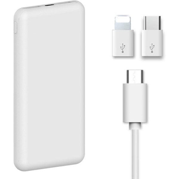 hamada 슬림 2포트 보조배터리 10000mAh + 5핀 케이블 + C타입 젠더 + 8핀 젠더 세트