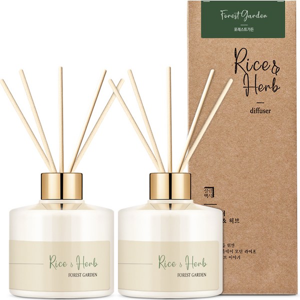  살림백서 라이스 앤 허브 디퓨저, 포레스트가든, 200ml, 2개 