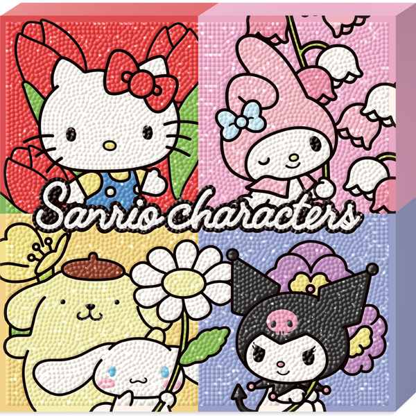  케이엠엘리홀딩스 액자형 3D 산리오 플라워 원형 보석십자수 DIY키트 25 x 25 cm, 혼합색상, 1개 