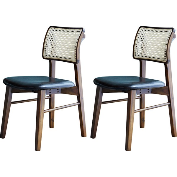  베스트리빙 한스 라탄 원목 의자 2p, 월넛 