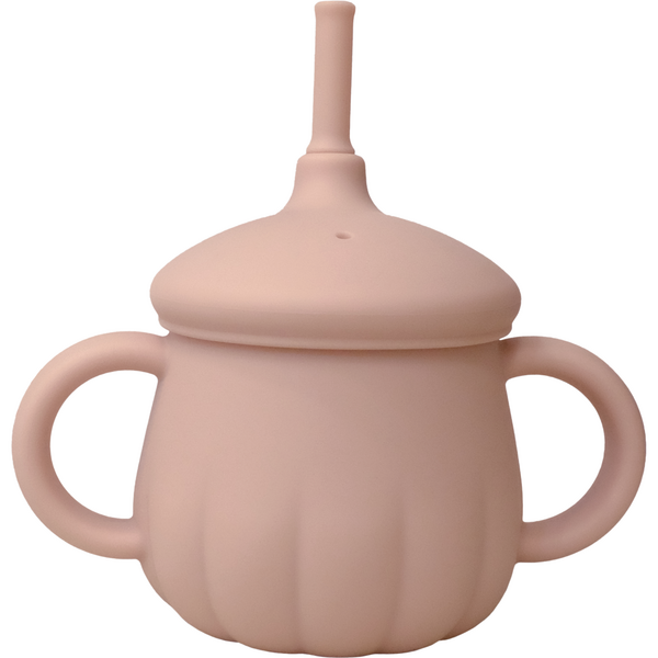 티지엠 국산 유아용 플래티넘 실리콘 호박 단지 빨대컵, 코랄핑크, 1개, 200ml
