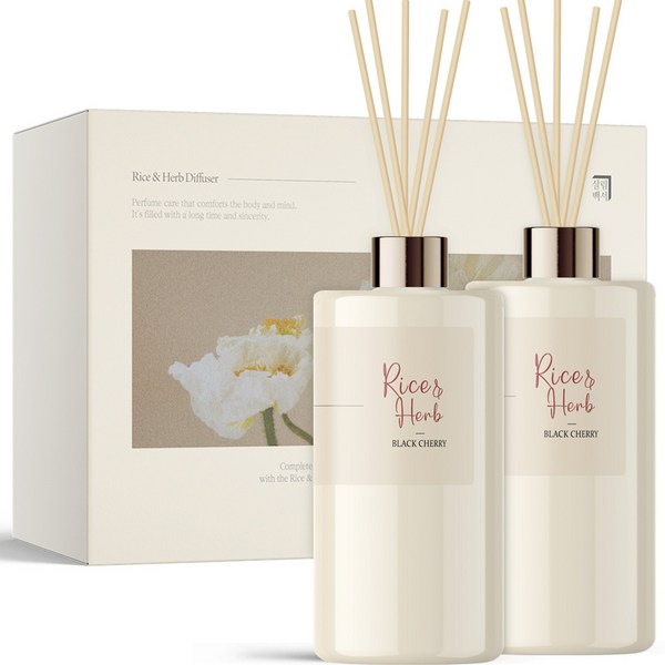 살림백서 라이스 앤 허브 대용량 디퓨저 500ml x 2p, 블랙체리, 1개